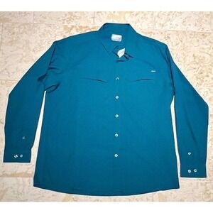Pacific Trail Men’s Long Sleeve Woven Button-Up‎ Shirt XL Turquoise Teal EUC